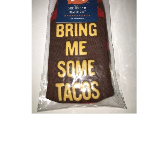 NWT Adult “Tacos” Brown & Red Socks O/S - Picture 5 of 6